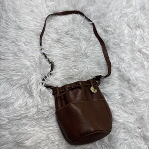 Vintage Brahmin Leather Bucket Bag Brown Mahogany Pebbled Leather Cross Body